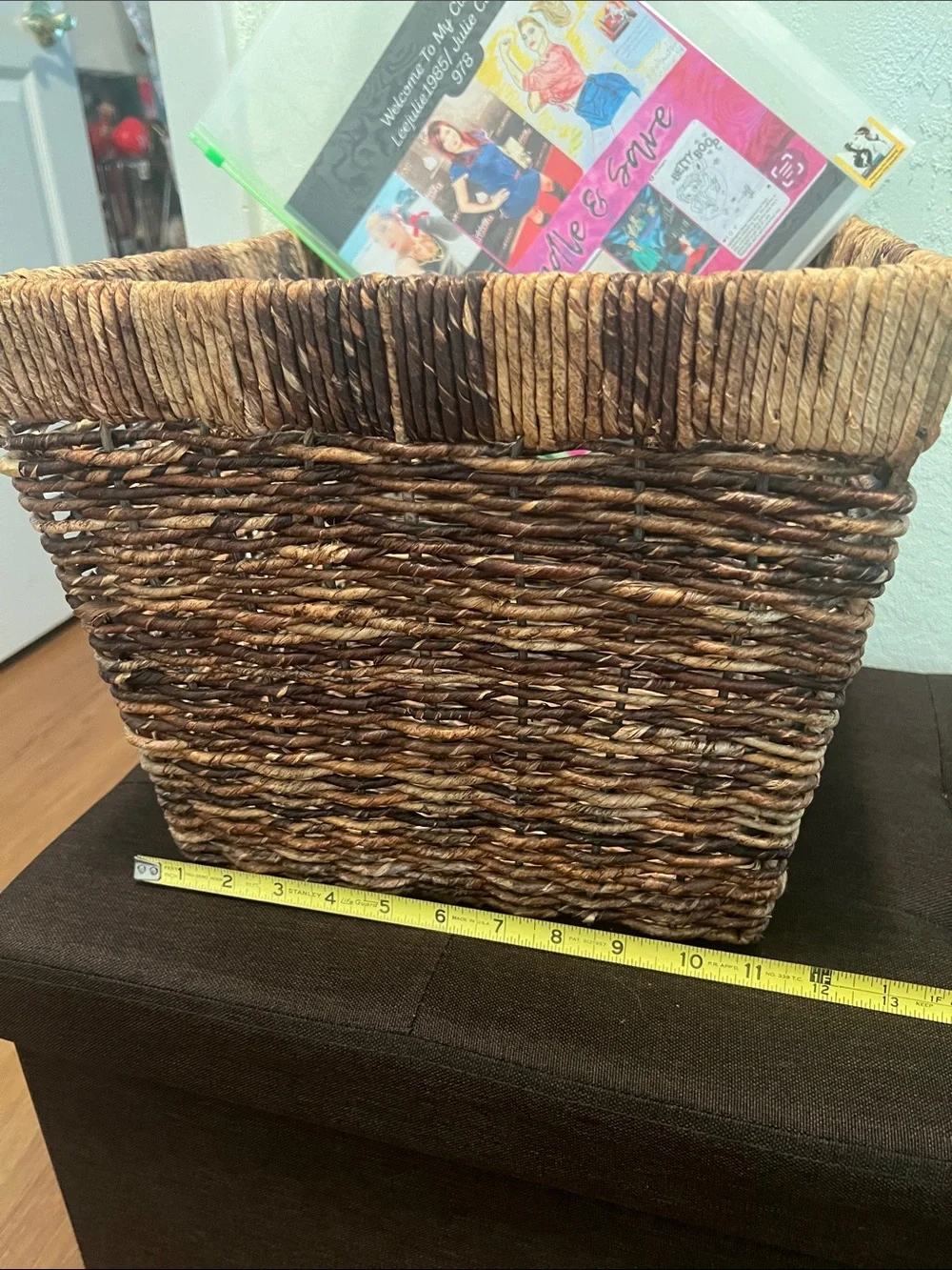 #2016**”11X10”Woven Seagrass Storage Basket - Brown - Picture 4 of 12